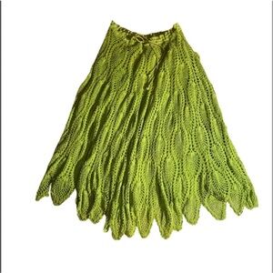 Chic Lime Green Crochet A-Line Skirt